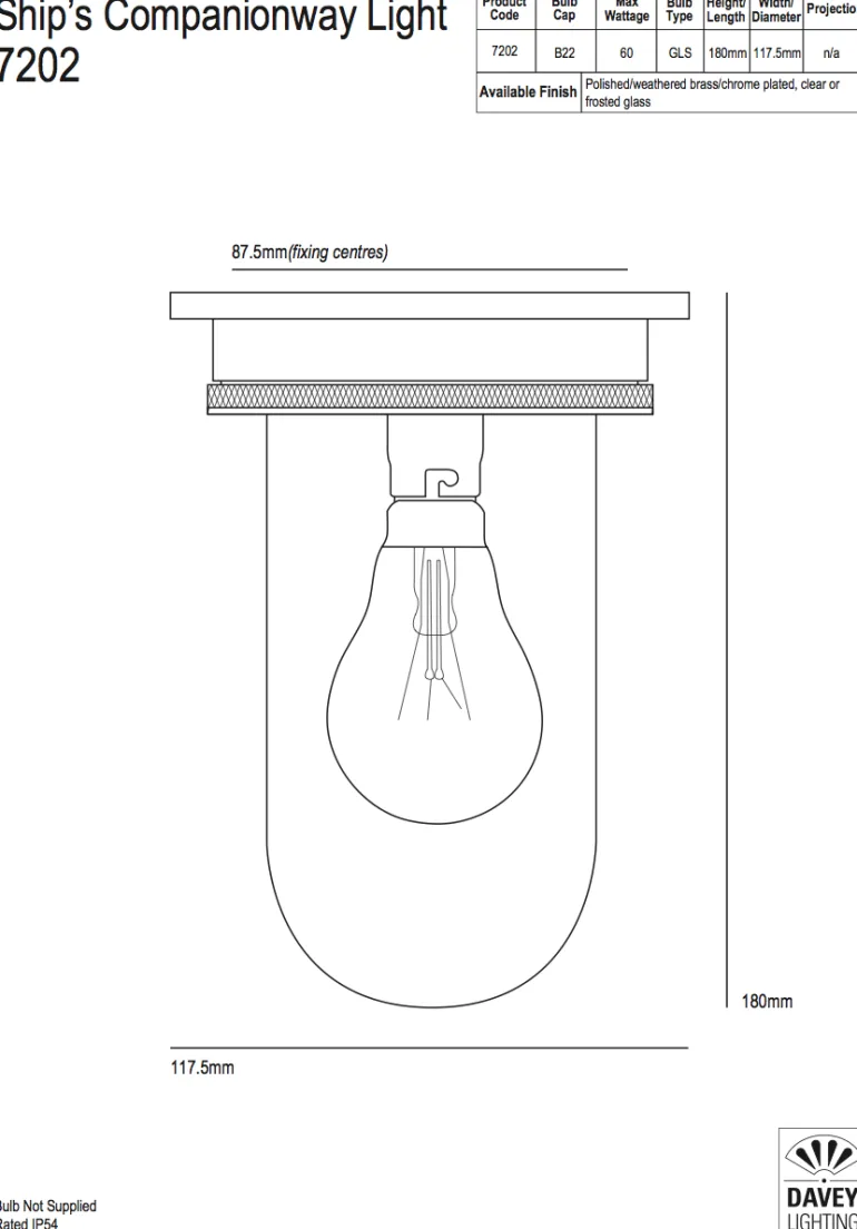 Kabinendeckenleuchte aus Messing 7202/E27