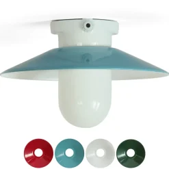 Keramik-Deckenleuchte fĂźr AuĂen mit bunten Aluminiumschirmen