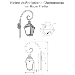 Klassische Außenlaterne Chenonceau mit Bischofstab