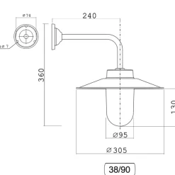 Klassische Außenleuchte aus Aluminium 38-90