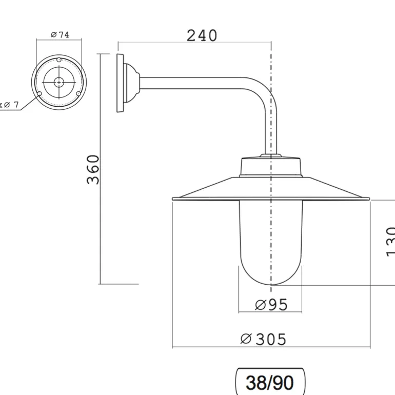 Klassische Außenleuchte aus Aluminium 38-90
