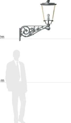Klassische  Glasmantellaterne 43 mit Wandarm Greif