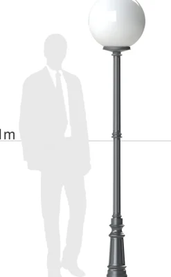 Klassische Mast-Außenleuchte mit Kugel Rodos P 02