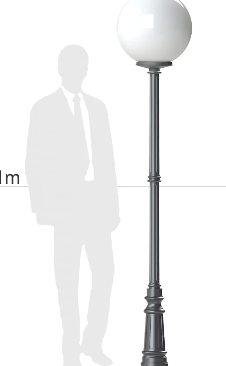 Klassische Mast-Außenleuchte mit Kugel Rodos P 02