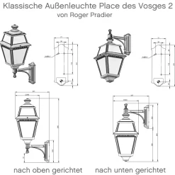 Klassische Wand-Außenleuchte Place des Vosges 2