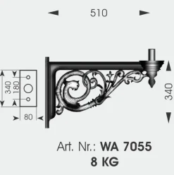 Klassische Wandlaterne mit kunstvollem Wandarm WL 3613