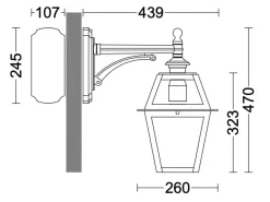 Klassische Wandleuchte für außen am schlichten Arm
