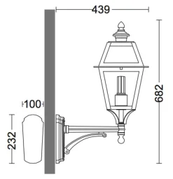 Klassische Wandleuchte für außen am schlichten Arm