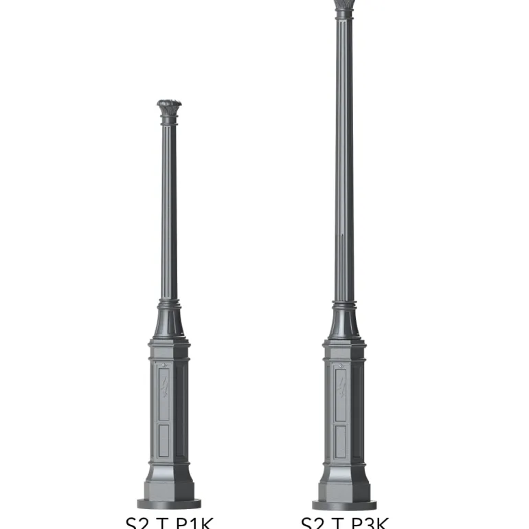 Klassischer Gussmast mit Kassetten-Baluster S2 T P1K 197 / 247 cm