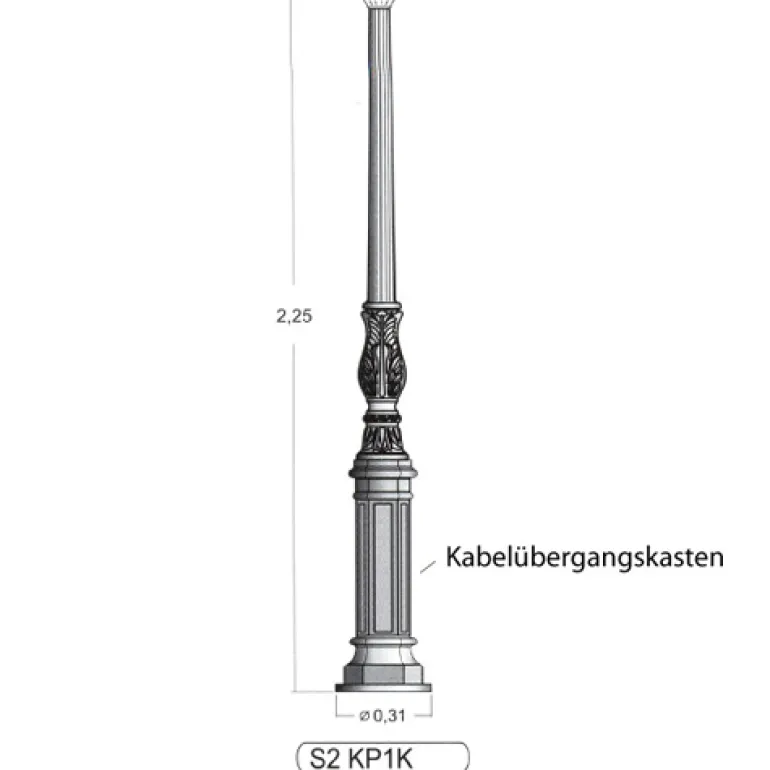 Klassischer Gussmast S2 KP1K 225 / 275 cm
