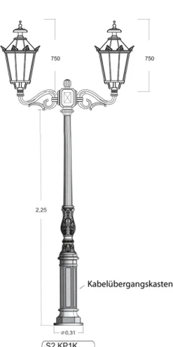 Klassischer Gussmast S2 KP1K 225 / 275 cm