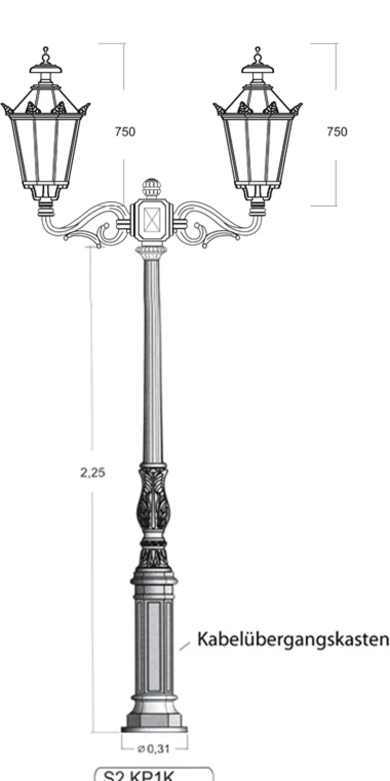 Klassischer Gussmast S2 KP1K 225 / 275 cm
