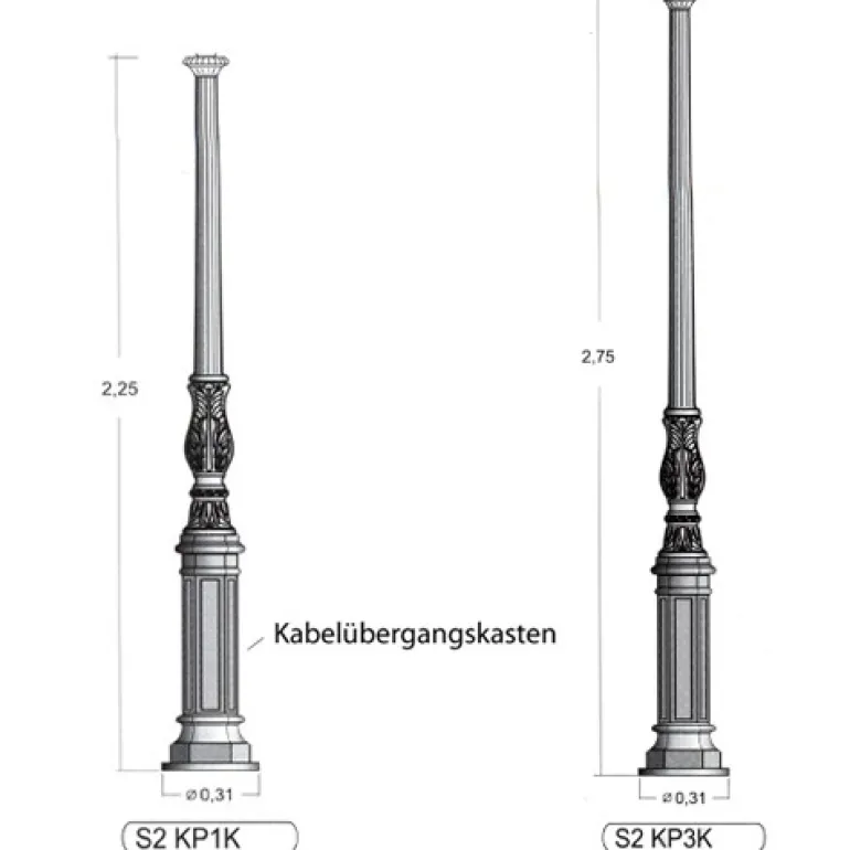 Klassischer Gussmast S2 KP1K 225 / 275 cm