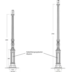 Klassischer Mast aus Aluminiumguss S2 P1.P3 220 / 270 cm