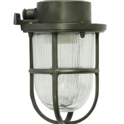 Kleine Außenwandlampe N° 15N aus Messing mit Rillenglas