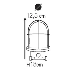 Kleine Außenwandlampe N° 15N aus Messing mit Rillenglas