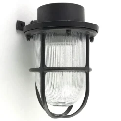 Kleine Außenwandlampe N° 15N aus Messing mit Rillenglas