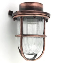 Kleine Außenwandlampe N° 15N aus Messing mit Rillenglas
