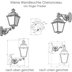 Kleine Außen-Wandleuchte Chenonceau mit nostalgischem Wandarm