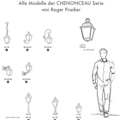 Kleine Außen-Wandleuchte Chenonceau mit nostalgischem Wandarm