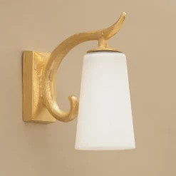 Kleine AuĂenwandleuchte mit Bogenarm aus Bronzeguss Delia