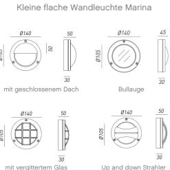 Kleine flache Wandleuchte Marina 247.01.00: Schiffsleuchte