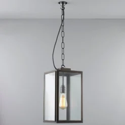 Kleine Kasten-Hängelaterne aus Messing 7638/20