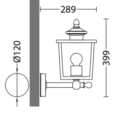 Kleine kubische Edelstahl-Außenleuchte am kurzen Arm