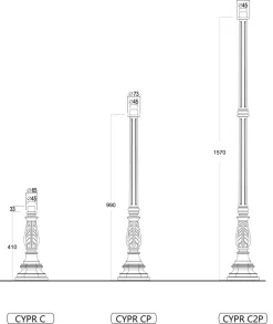 Kleine Säule CYPR C mit Akanthusblattkelch 41 / 99 / 157 cm