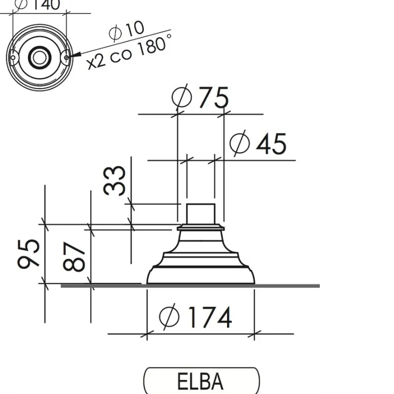 Kleine Säule ELBA P mit kannelierter Stange 66 / 124 / 182 cm