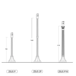 Kleine Säule ZEUS P mit viereckigem Sockel 75 / 117 / 143 cm
