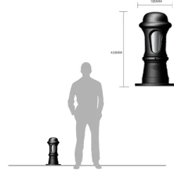 Kleine, typisch britische Pollerleuchte, 43 cm