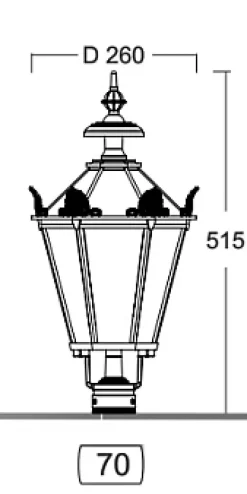 Kleine Wandleuchte Arm mit Schinkel-Laterne 70