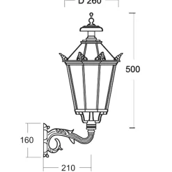 Kleine Wandleuchte Arm mit Schinkel-Laterne 70