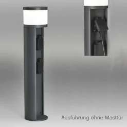 Kleine Wegeleuchte mit zwei Schuko-Steckdosen