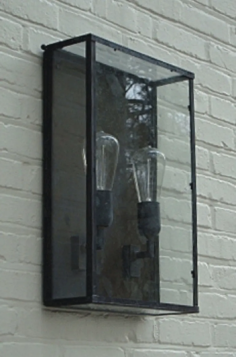 Kubische Messing-Wandleuchte Vitrine 2LL im Art déco-Stil
