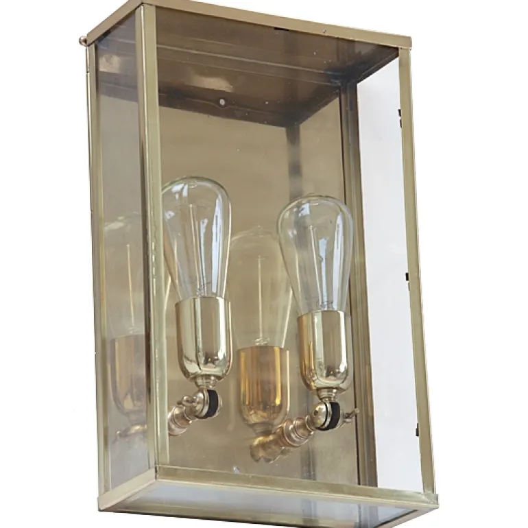 Kubische Messing-Wandleuchte Vitrine 2LL im Art déco-Stil