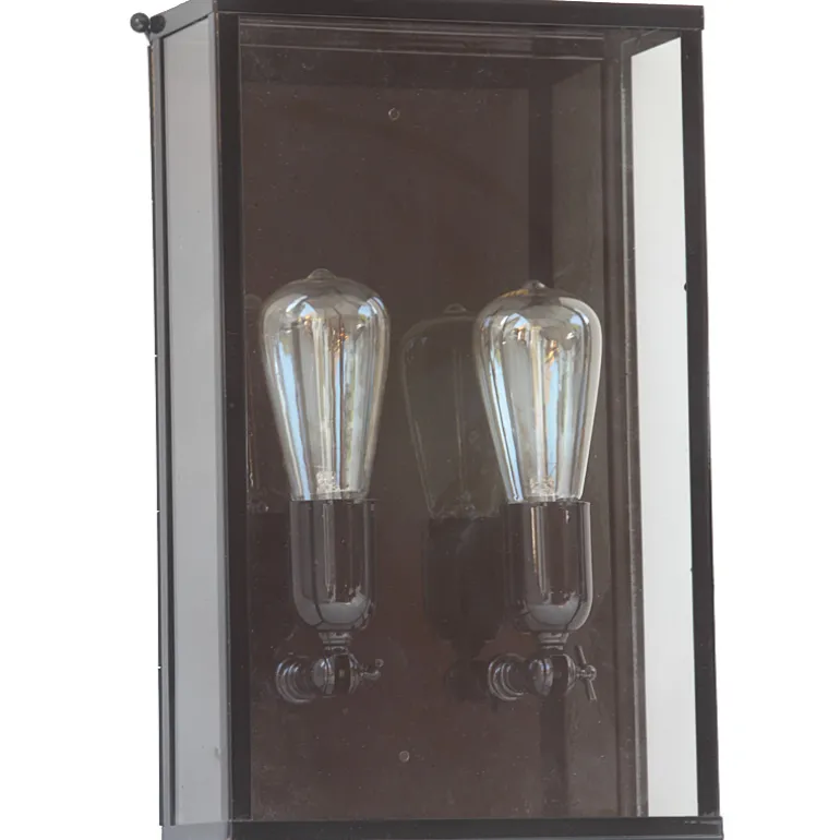 Kubische Messing-Wandleuchte Vitrine 2LL im Art déco-Stil