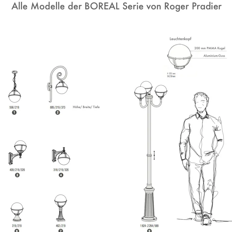 Kugel-Wandleuchte Boreal mit Bischofstab