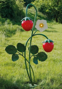Kunstvolle Gartenleuchte (Höhe 2,70 m) in Form einer Erdbeerpflanze AL 6893