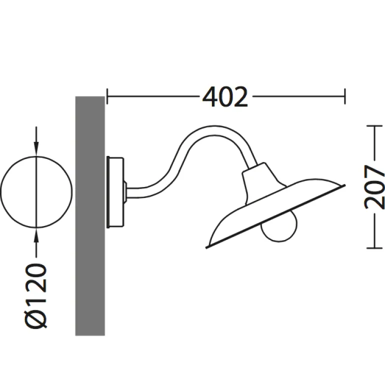 Landhaus-Wandlampe für Außen mit Schwanenhals