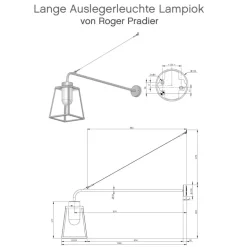 Lange Auslegerleuchte mit Glaszylinder Lampiok, IP 65