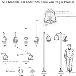 Lange Auslegerleuchte mit Glaszylinder Lampiok, IP 65