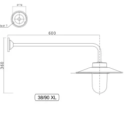 Lange Hofleuchte aus Aluminium 38-90 L/XL