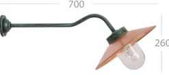 Lange Hofleuchte mit Kupferschirm 38-45 BCU XL