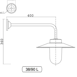 Lange Hofleuchte mit Messingschirm 38-90 M L/XL
