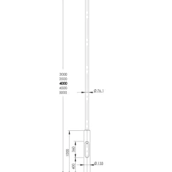 Laternenmast aus Stahl PT 300 / 350 / 400 / 450 / 500 cm