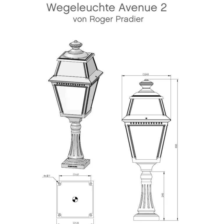 LED Sockelleuchte Avenue 2 aus Aluminium oder Messing