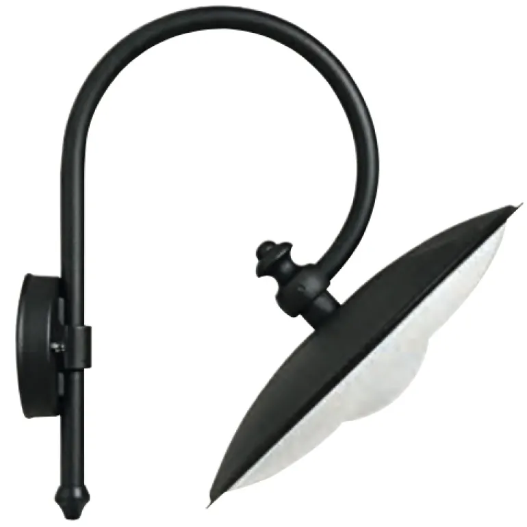 LED-Außen-Wandlampe mit Bogenarm, nach vorne gestellt