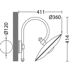 LED-Außen-Wandlampe mit Bogenarm, nach vorne gestellt
